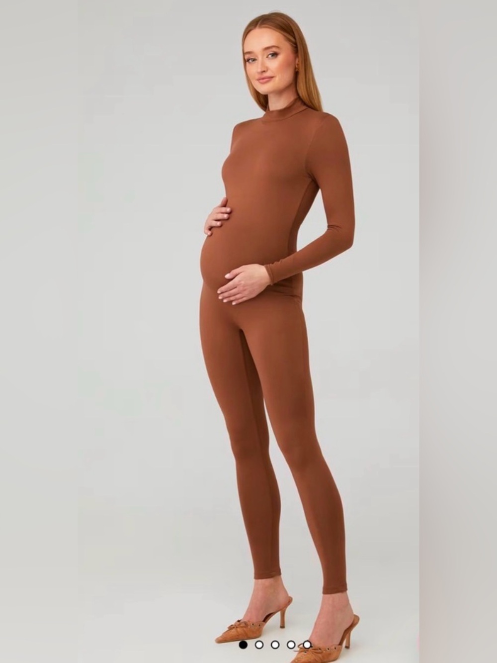 BUMPSUIT THE GIGI mock neck jumpsuit long sleeve mocha brown size S